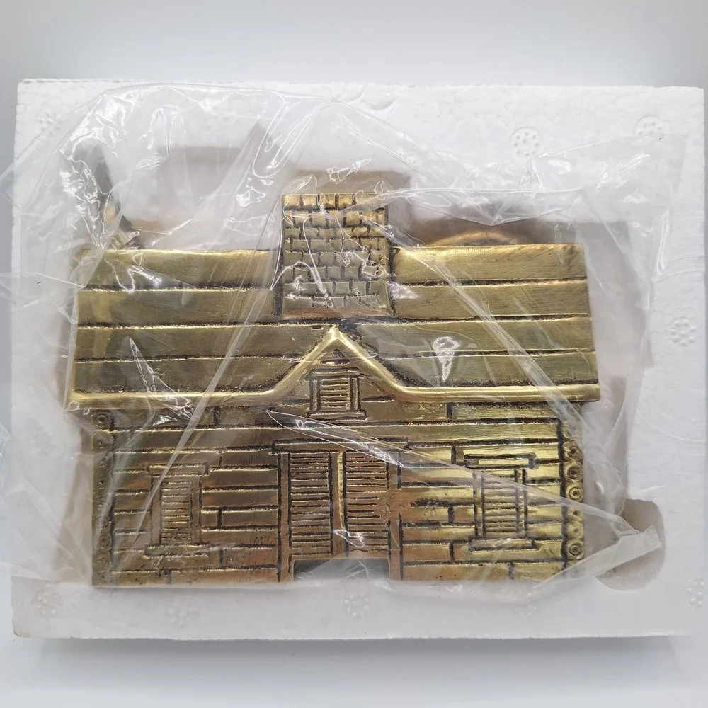 Vintage‎ 1997 Log Cabin Mantle Hook Solid Brass Hanger Holds Christmas Stockings